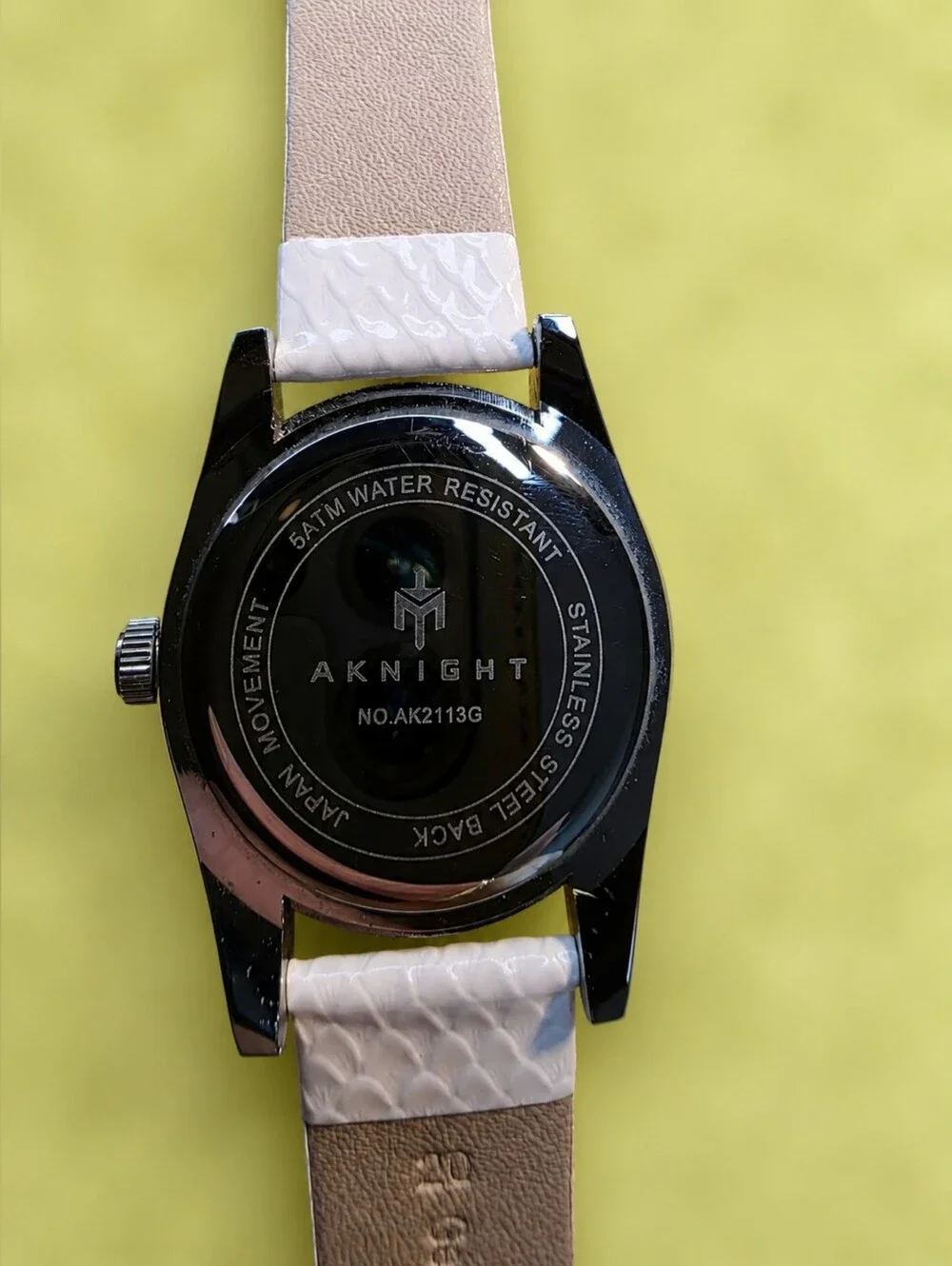 Aknight 40mm Watch - Powder Blue Dial - w/ New White Leather Strap - Unisex